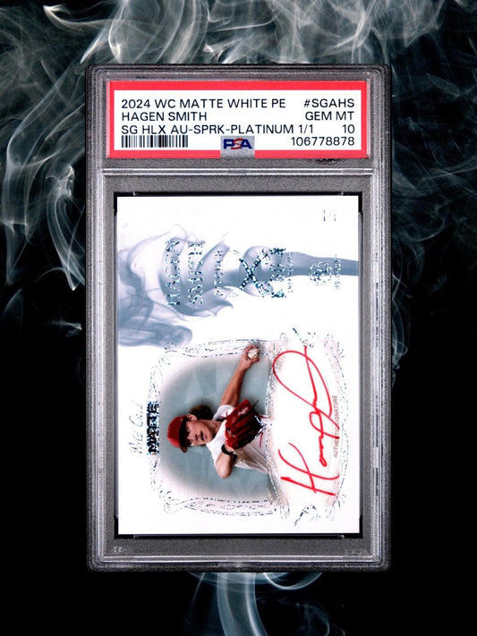 2024 WCMatte - Hagen Smith Smoking Gun Auto - Platinum Sparkle Holo-Lux - PSA 10