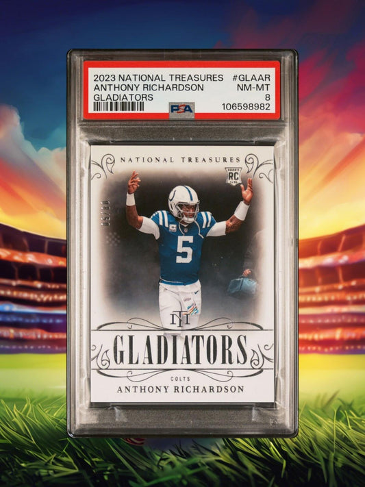 2023 Panini National Treasures - Gladiators Anthony Richardson /50 (RC) - PSA 8