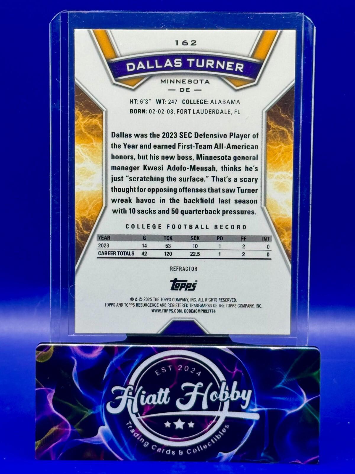 2024 Topps Resurgence - Rookies Dallas Turner #162 - Refractor (RC)
