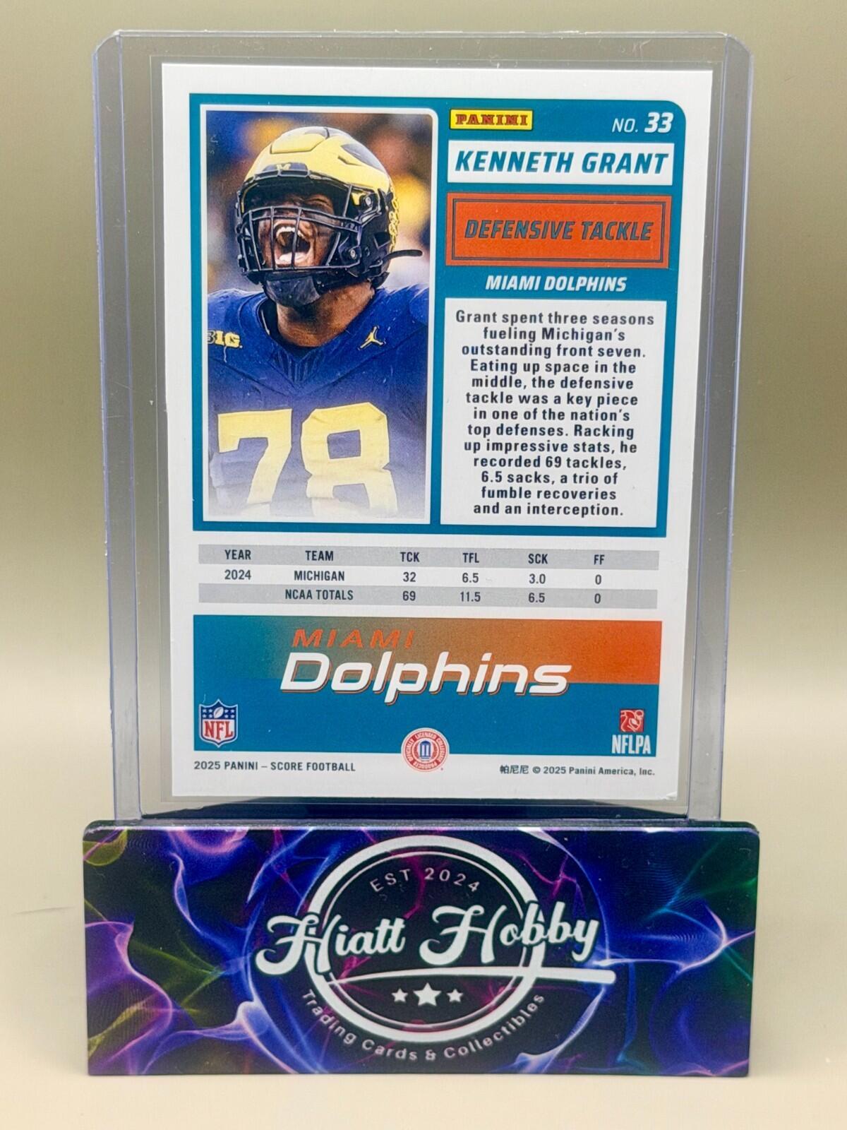 2025 Panini Score - #33 Kenneth Grant (RC)