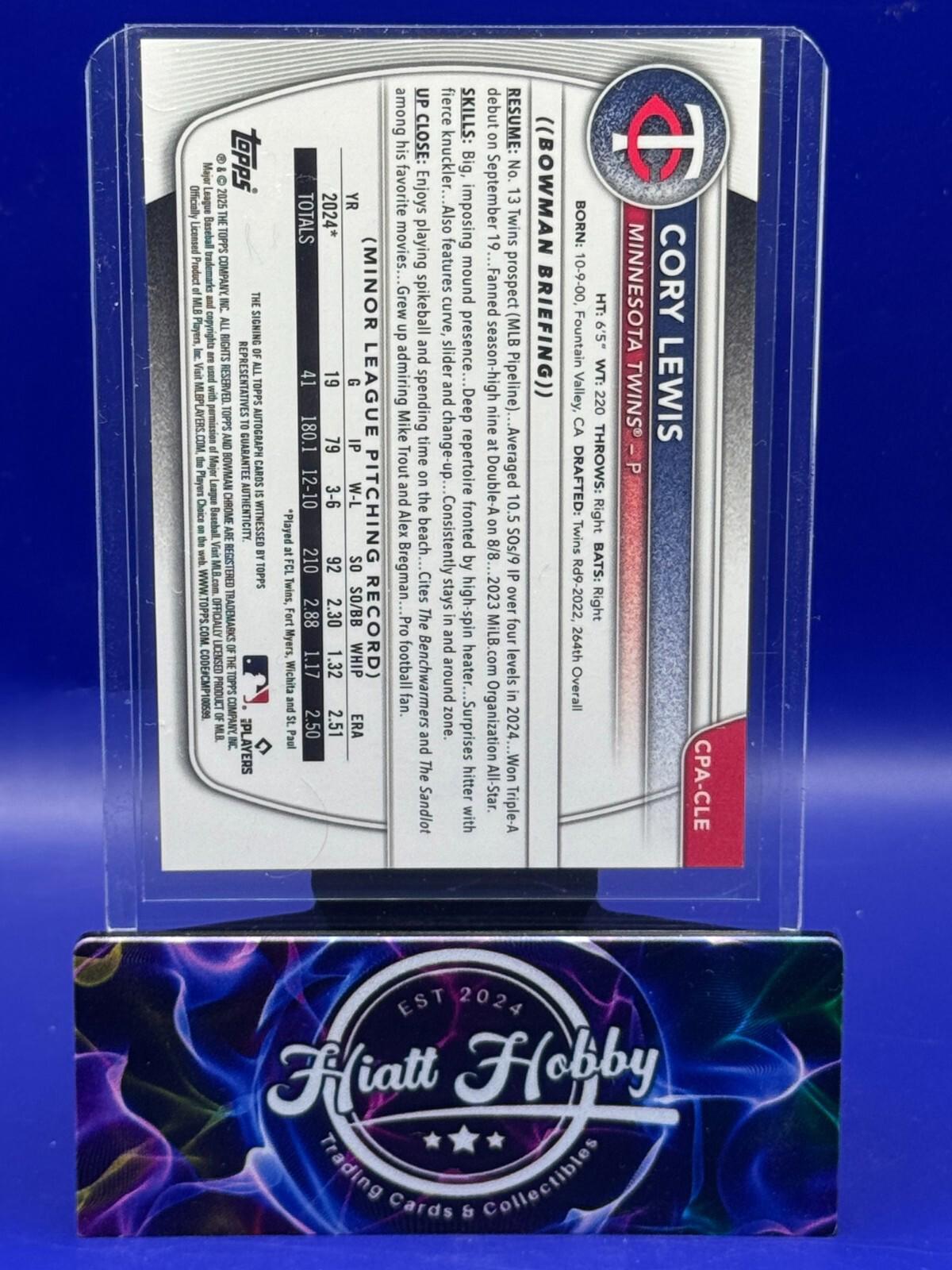 2025 Bowman Chrome - Cory Lewis #CPA-CLE - Auto
