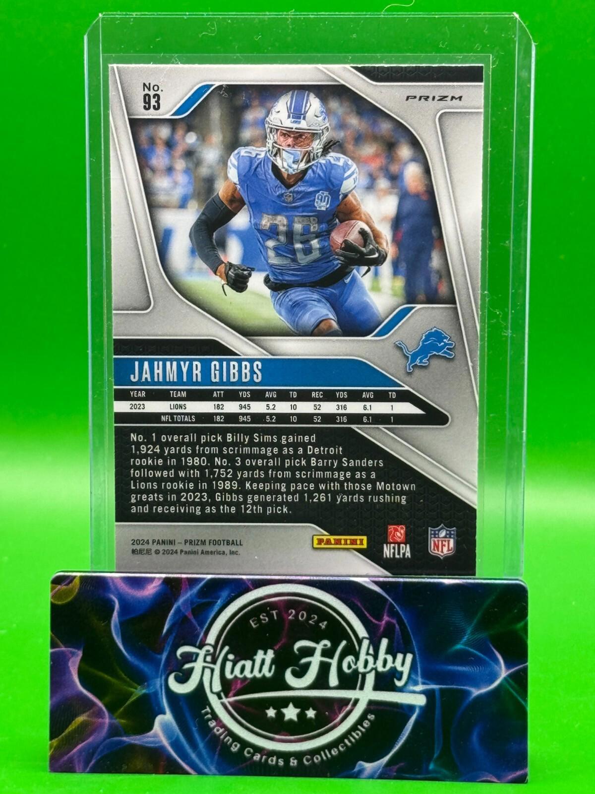 2024 Panini Prizm Football - Jahmyr Gibbs #93 - Black & White Checker Prizm